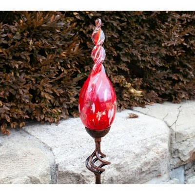 Exhart 36" Glass Solar Curled Hook Flame Stake Red 12 Exhart 36" Glass Solar Curled Hook Flame Stake Red - Image 10
