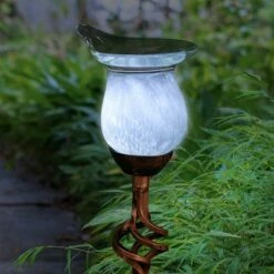 31" Resin Solar Calla Lily Garden Stake White - Exhart