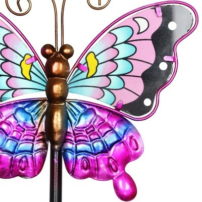 37.8" Metal Butterfly Spinner Garden Stake Purple - Exhart 4 37.8" Metal Butterfly Spinner Garden Stake Purple - Exhart - Image 2
