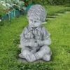 10.24" Resin Boy with Puppy Statue Gray - Exhart 1 10.24" Resin Boy with Puppy Statue Gray - Exhart -Cheap Garden Decor Store unnamed file 4260