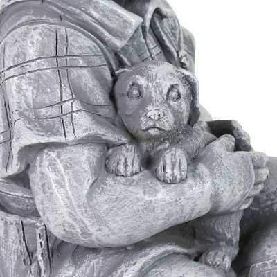 10.24" Resin Boy with Puppy Statue Gray - Exhart 6 10.24" Resin Boy with Puppy Statue Gray - Exhart - Image 4
