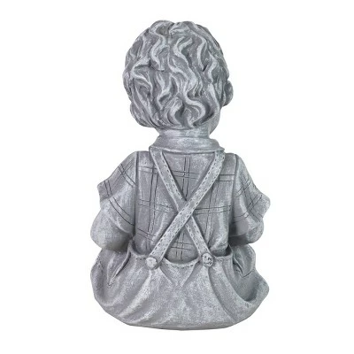 10.24" Resin Boy with Puppy Statue Gray - Exhart 7 10.24" Resin Boy with Puppy Statue Gray - Exhart - Image 5