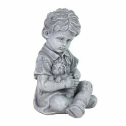 10.24" Resin Boy with Puppy Statue Gray - Exhart 15 10.24" Resin Boy with Puppy Statue Gray - Exhart -Cheap Garden Decor Store unnamed file 4266