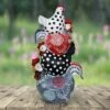 12.4" Resin Stacked Farmhouse Chickens Statue Red/White/Black - Exhart