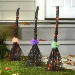 The Lakeside Collection Lakeside Lighted Halloween Witches Brooms Garden Stakes for Outdoors - Set of 3 -Cheap Garden Decor Store unnamed file 4290