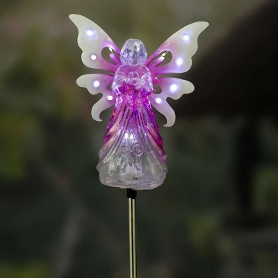 39.25" Metal and Acrylic Solar Angel Stake Pink - Exhart 3 39.25" Metal and Acrylic Solar Angel Stake Pink - Exhart