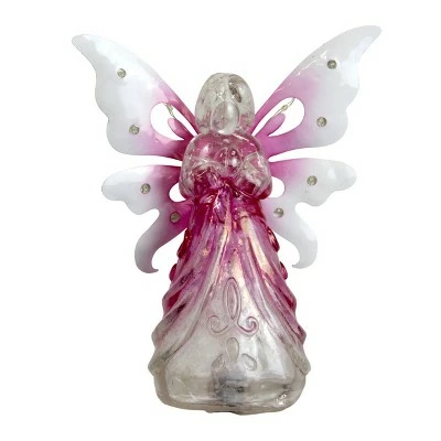 39.25" Metal and Acrylic Solar Angel Stake Pink - Exhart 5 39.25" Metal and Acrylic Solar Angel Stake Pink - Exhart - Image 3
