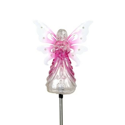39.25" Metal and Acrylic Solar Angel Stake Pink - Exhart 6 39.25" Metal and Acrylic Solar Angel Stake Pink - Exhart - Image 4