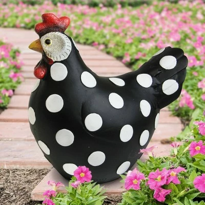 8.46" Resin Polka Dot Garden Hen Statue - Exhart Black/white 2 8.46" Resin Polka Dot Garden Hen Statue - Exhart Black/white