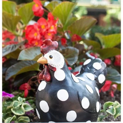 8.46" Resin Polka Dot Garden Hen Statue - Exhart Black/white 5 8.46" Resin Polka Dot Garden Hen Statue - Exhart Black/white - Image 4