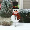 Sunnydaze Decor Sunnydaze Indoor/Outdoor Rustic Metal Snowman with Top Hat and Plaid Scarf Decorative Holiday Stake Statue - 50"