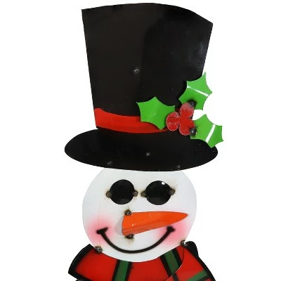 Sunnydaze Decor Sunnydaze Indoor/Outdoor Rustic Metal Snowman with Top Hat and Plaid Scarf Decorative Holiday Stake Statue - 50" 2 Sunnydaze Decor Sunnydaze Indoor/Outdoor Rustic Metal Snowman with Top Hat and Plaid Scarf Decorative Holiday Stake Statue - 50" - Image 2