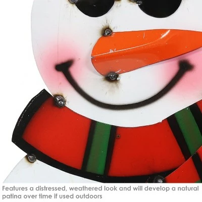 Sunnydaze Decor Sunnydaze Indoor/Outdoor Rustic Metal Snowman with Top Hat and Plaid Scarf Decorative Holiday Stake Statue - 50" 3 Sunnydaze Decor Sunnydaze Indoor/Outdoor Rustic Metal Snowman with Top Hat and Plaid Scarf Decorative Holiday Stake Statue - 50" - Image 3