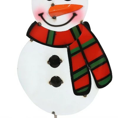 Sunnydaze Decor Sunnydaze Indoor/Outdoor Rustic Metal Snowman with Top Hat and Plaid Scarf Decorative Holiday Stake Statue - 50" 4 Sunnydaze Decor Sunnydaze Indoor/Outdoor Rustic Metal Snowman with Top Hat and Plaid Scarf Decorative Holiday Stake Statue - 50" - Image 4