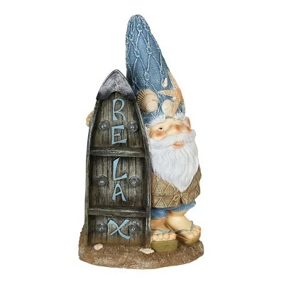 15.59" Resin Solar Surfing Sol Beach Gnome - Exhart 5 15.59" Resin Solar Surfing Sol Beach Gnome - Exhart - Image 4