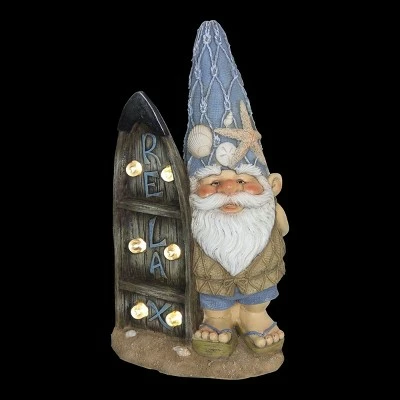 15.59" Resin Solar Surfing Sol Beach Gnome - Exhart 9 15.59" Resin Solar Surfing Sol Beach Gnome - Exhart - Image 8