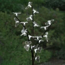38" Resin 20 Led Branch Garden Stake With Butterflies - Exhart