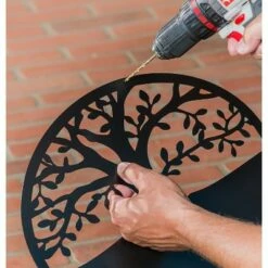 Evergreen Solar Staked Metal Yard Sign with Numbers, Tree