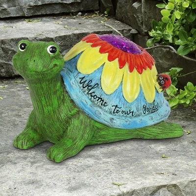 6.5" Resin Colorful Garden Turtle Statue - Exhart 2 6.5" Resin Colorful Garden Turtle Statue - Exhart
