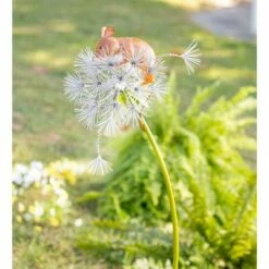Wind & Weather Handcrafted Mouse on a Dandelion Metal Decorative Garden Stake