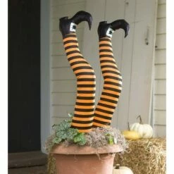 Set of 2 7.5" Halloween Stakes Witch Leg - Evergreen