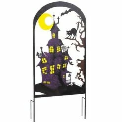 Plow & Hearth Metal Halloween Trellises In Witch And Haunted House Designs