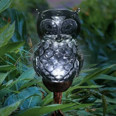 32" Solar Resin/Glass Owl Garden Stake Bronze - Exhart 2 32" Solar Resin/Glass Owl Garden Stake Bronze - Exhart