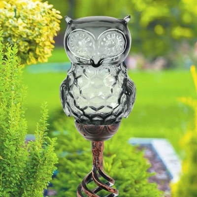 32" Solar Resin/Glass Owl Garden Stake Bronze - Exhart 3 32" Solar Resin/Glass Owl Garden Stake Bronze - Exhart - Image 2