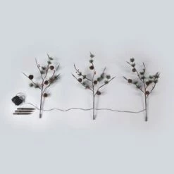 The Lakeside Collection Lakeside Lighted Pine Tree Branch Garden Stakes with Pine Cone Appliques - 3 Pieces