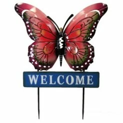 Direct International Home & Garden 24.0" Welcome Butterfly Stake Yard Decor Direct Designs International - Decorative Garden Stakes