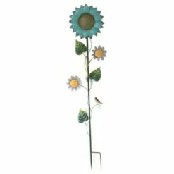 Direct International Home & Garden 60.0" Turquoise Sunflower Stake Yard Decor Flower Poke Direct Designs International - Decorative Garden Stakes