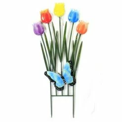 Direct International Home & Garden 43.0" Tulip W/Butterfly Stake Yard Decor Direct Designs International - Decorative Garden Stakes