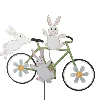 Home & Garden 28.5" Bunny Bicycle Daisies Round Top Collection - Decorative Garden Stakes 4 Home & Garden 28.5" Bunny Bicycle Daisies Round Top Collection - Decorative Garden Stakes - Image 2