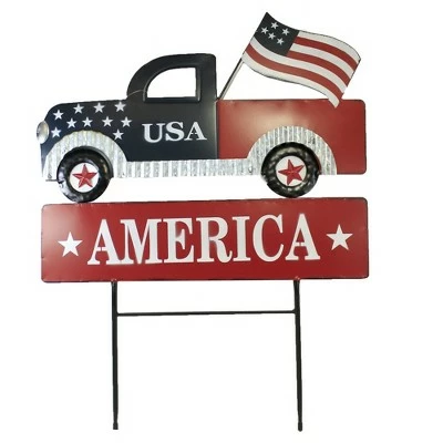 Direct International Home & Garden 25.0" Americana Truck Stake Flag Usa Yard Decor Direct Designs International - Decorative Garden Stakes 3 Direct International Home & Garden 25.0" Americana Truck Stake Flag Usa Yard Decor Direct Designs International - Decorative Garden Stakes