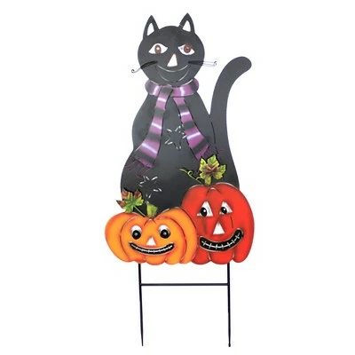 Direct International Home & Garden 37.5" Black Cat With Pumpkin Stake Halloween Yard Decor Direct Designs International - Decorative Garden Stakes 3 Direct International Home & Garden 37.5" Black Cat With Pumpkin Stake Halloween Yard Decor Direct Designs International - Decorative Garden Stakes