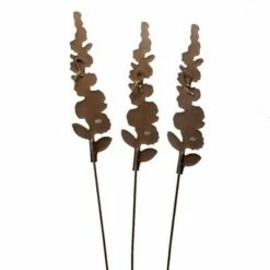 Home & Garden 32.0" Hollyhocks Set/3 Wil;Dflowers Round Top Collection - Decorative Garden Stakes