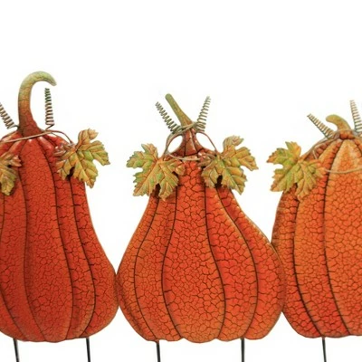 Direct International Home & Garden 22.5" Three Metal Pumpkin Stakes Set/3 Halloween Decorations Direct Designs International - Decorative Garden Stakes 2 Direct International Home & Garden 22.5" Three Metal Pumpkin Stakes Set/3 Halloween Decorations Direct Designs International - Decorative Garden Stakes