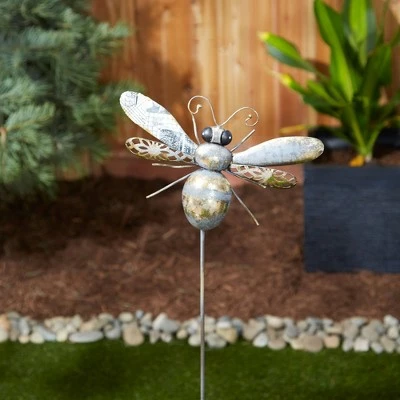 Zingz & Thingz Zingz & Thingz 10.25" Iron Bee Garden Stake Silver 4 Zingz & Thingz Zingz & Thingz 10.25" Iron Bee Garden Stake Silver - Image 2