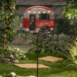 Gerson International 63-Inch High Solar Powered, Antique-Style Metal Camper Yard Stake with Wind Spinner -Cheap Garden Decor Store unnamed file 4667