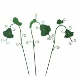 Home & Garden 32.0" Sleepy Flowers Set/3 Ladybug Snail Inch Worm Round Top Collection - Decorative Garden Stakes
