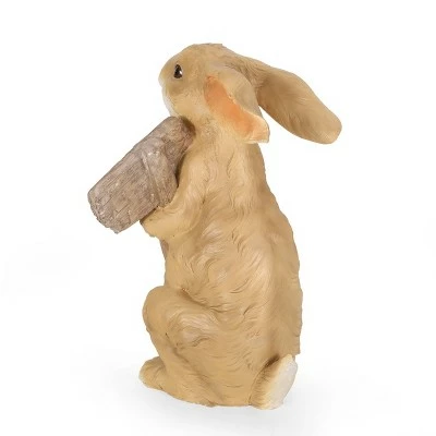 28.25" Concrete Silverbow Outdoor Rabbit Garden Statue - White and Brown - Christopher Knight Home 3 28.25" Concrete Silverbow Outdoor Rabbit Garden Statue - White and Brown - Christopher Knight Home - Image 2