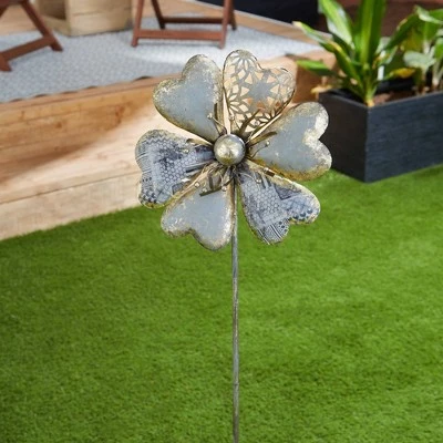 Zingz & Thingz Zingz & Thingz 9.75" Metal Flower Garden Stake Silver 4 Zingz & Thingz Zingz & Thingz 9.75" Metal Flower Garden Stake Silver - Image 3