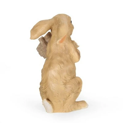 28.25" Concrete Silverbow Outdoor Rabbit Garden Statue - White and Brown - Christopher Knight Home 4 28.25" Concrete Silverbow Outdoor Rabbit Garden Statue - White and Brown - Christopher Knight Home - Image 3