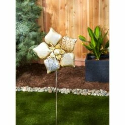 Zingz & Thingz Zingz & Thingz 12.5" Iron Flower Garden Stake Silver -Cheap Garden Decor Store unnamed file 4791