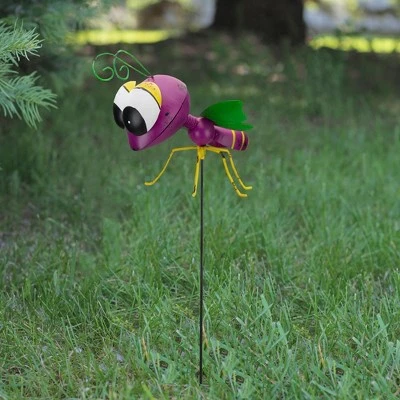 Napco 30" Purple and Green Metal Wasp Garden Stake 2 Napco 30" Purple and Green Metal Wasp Garden Stake