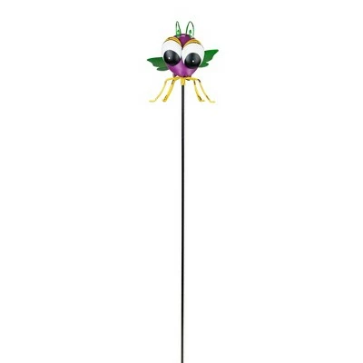 Napco 30" Purple and Green Metal Wasp Garden Stake 3 Napco 30" Purple and Green Metal Wasp Garden Stake - Image 2