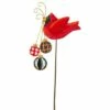 Round Top Collection 24.5" Elegant Cardinal With Ornaments Yard Stake Bird Christmas - Decorative Garden Stakes