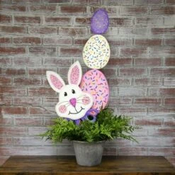 Round Top Collection 30.0" Party Bunny Yard Stake Rabbit Easter - Decorative Garden Stakes