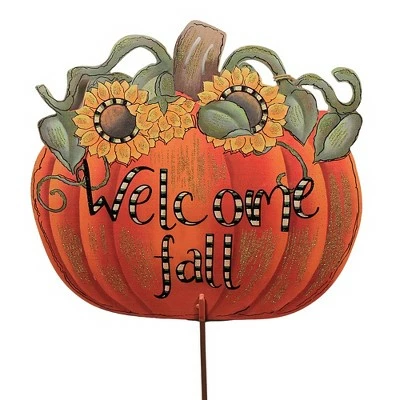 Round Top Collection Halloween 23.5" Reversible Fall/Halloween Pumpkin Welcome Pumpkin - Decorative Garden Stakes 4 Round Top Collection Halloween 23.5" Reversible Fall/Halloween Pumpkin Welcome Pumpkin - Decorative Garden Stakes - Image 2