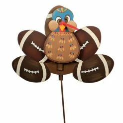 Round Top Collection Thanksgiving 29.5" Football Turkey Fall Easel Hang Ground - Decorative Garden Stakes
